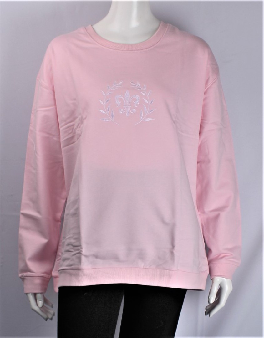 Alice & Lily sweatshirt w embroidered fleur de lis pink STYLES : AL/FLE/SS/PNK image 0